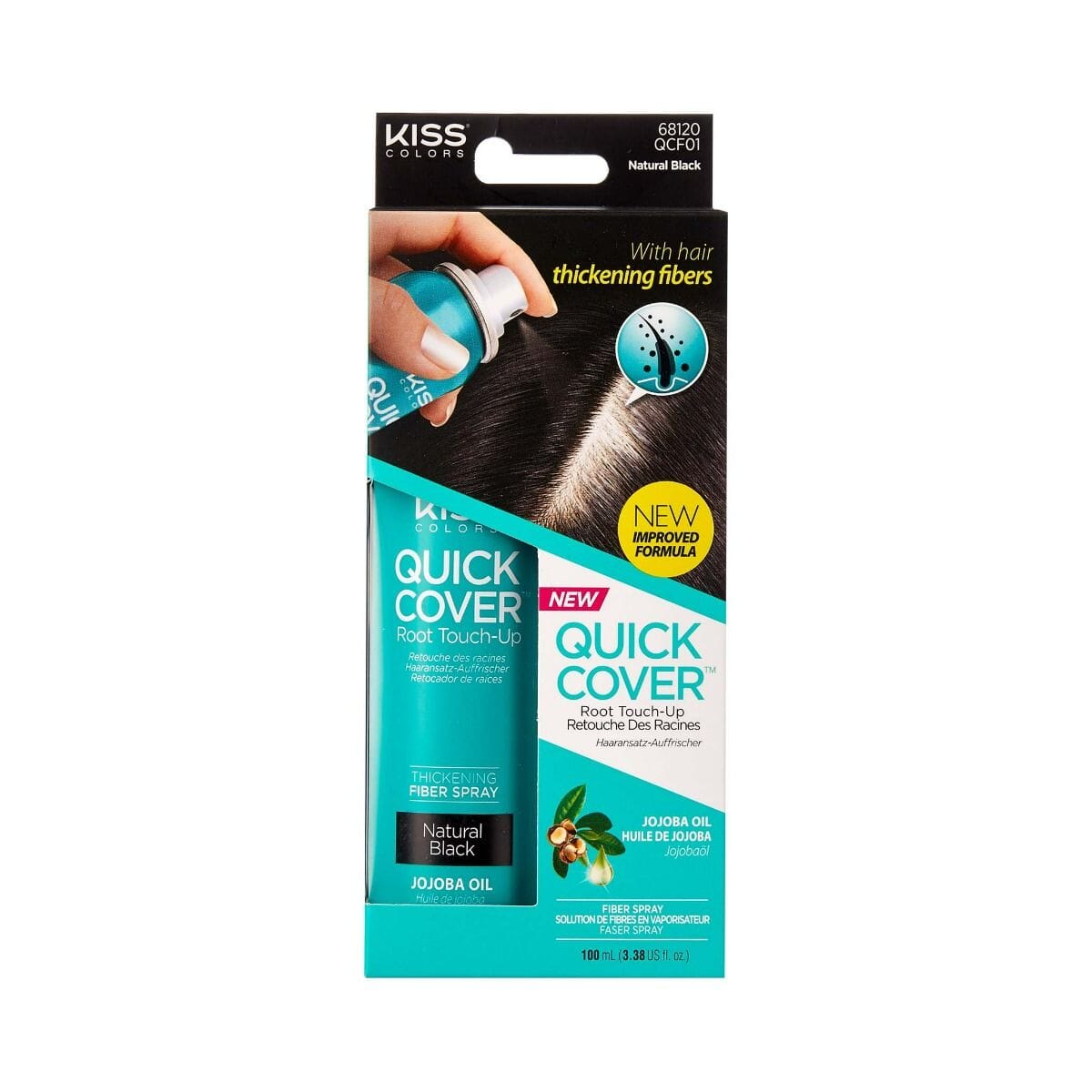 KISS Quick Cover Fiber Spray Natural Black #QCF01 (3PC)