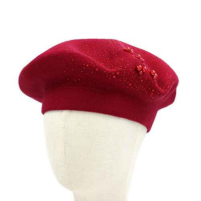 Fashion Pearl Beret Hat #KM1619 - Multiple Colors (PC)