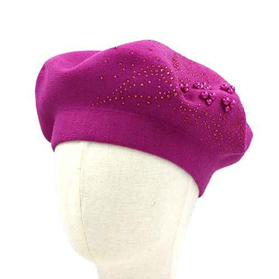 Fashion Pearl Beret Hat #KM1619 - Multiple Colors (PC)