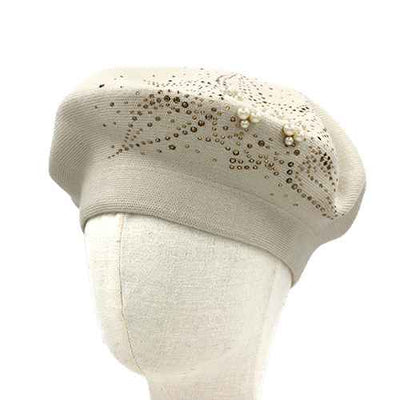 Fashion Pearl Beret Hat #KM1619 - Multiple Colors (PC)