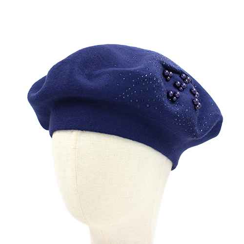 Fashion Pearl Beret Hat #KM1619 - Multiple Colors (PC)