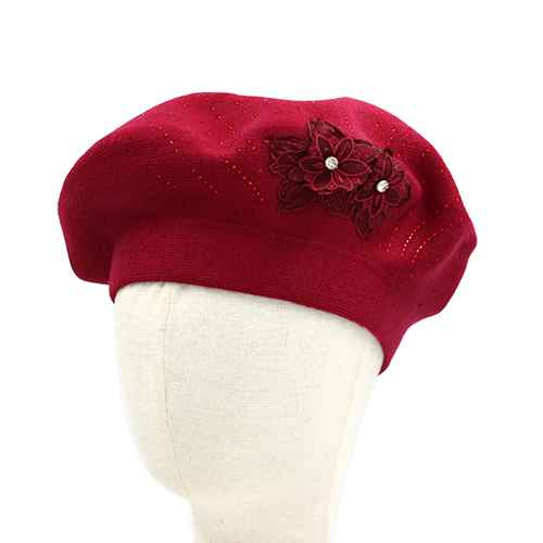 Fashion Flower Beret Hat #KM1620 - Multiple Colors (PC)