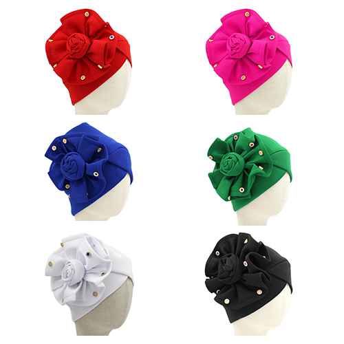 Fashion Rhinestone Flower Head Wrap #KM1687MIX (12PC)