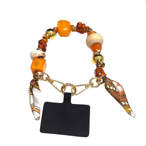 Fashion Orange Mix Beaded Wristlet Keychain #KM1691MLT (PC)