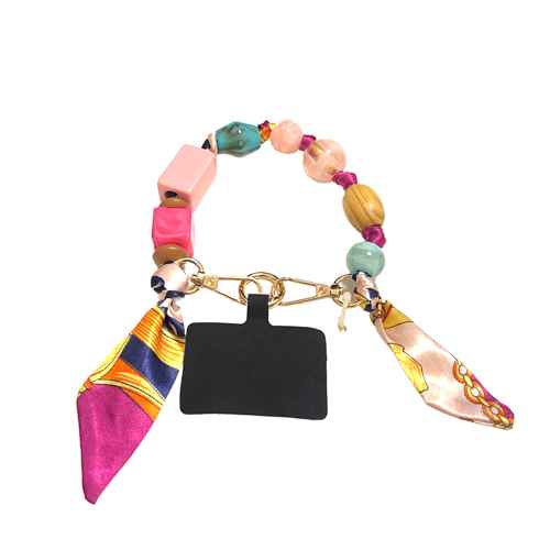Fashion Pink Mix Beaded Wristlet Keychain #KM1692MLT (PC)