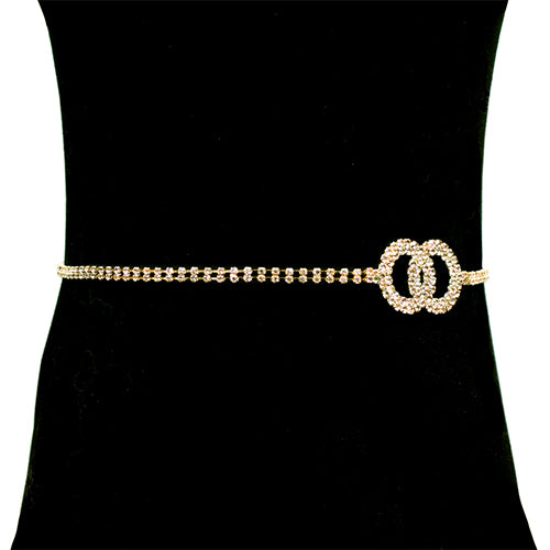 Fashion Rhinestone Belt with Circle Design #KM2028GDCLR (PC)