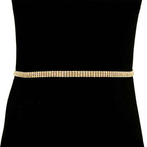 Fashion 3 Line Chain Belt #KM2029GDCLR Gold (PC)