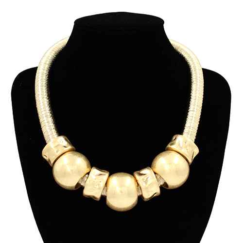 Fashion Sculpted Statement Bead Necklace #KN2073 - Multiple Colors (PC)