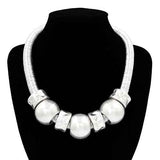 Fashion Sculpted Statement Bead Necklace #KN2073 - Multiple Colors (PC)