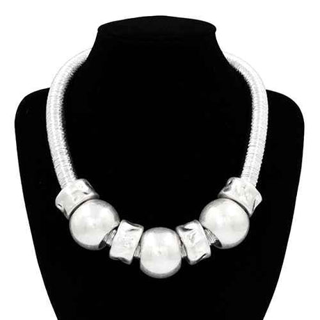 Fashion Sculpted Statement Bead Necklace #KN2073 - Multiple Colors (PC)