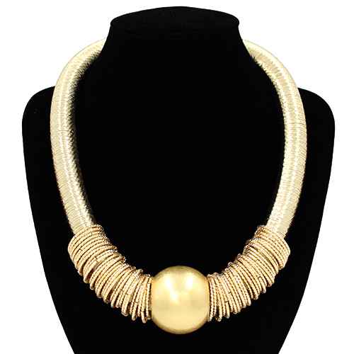 Fashion Pearl Coil Statement Necklace #KN2074 - Multiple Colors (PC)