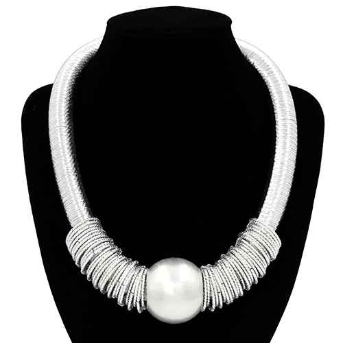 Fashion Pearl Coil Statement Necklace #KN2074 - Multiple Colors (PC)