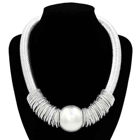 Fashion Pearl Coil Statement Necklace #KN2074 - Multiple Colors (PC)