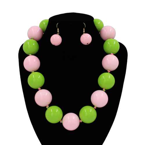 Fashion Bubble Bead Necklace Set #KN2095 - Multiple Colors (PC)
