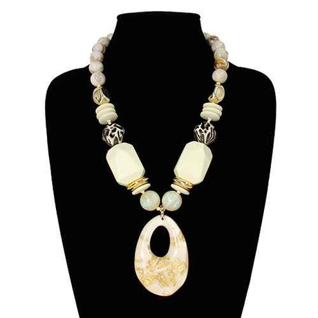Fashion Chunky Beaded Statement Necklace #KN2110 - Multiple Colors (PC)