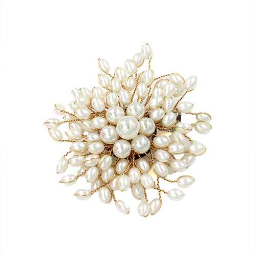 Fashion Pearl Burst Statement Brooch #KP2180GDCRM Cream (PC)