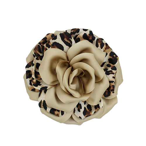 Fashion Leopard Print Rose Flower Brooch #KP2225 - Multiple Colors (PC)
