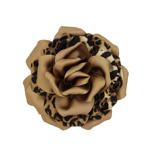 Fashion Leopard Print Rose Flower Brooch #KP2225 - Multiple Colors (PC)