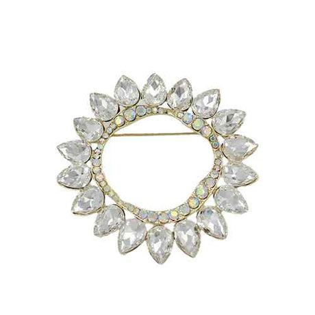 Fashion Rhinestone Floral Sunburst Brooch #KP2233 - Multiple Colors (PC)