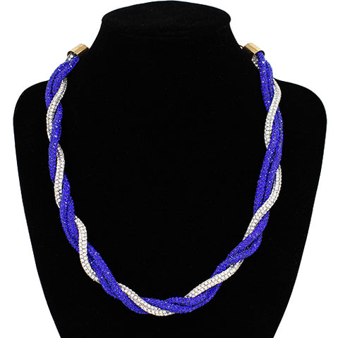 Fashion Twisted Rhinestone Necklace #KS2095BLCLR  (PC)