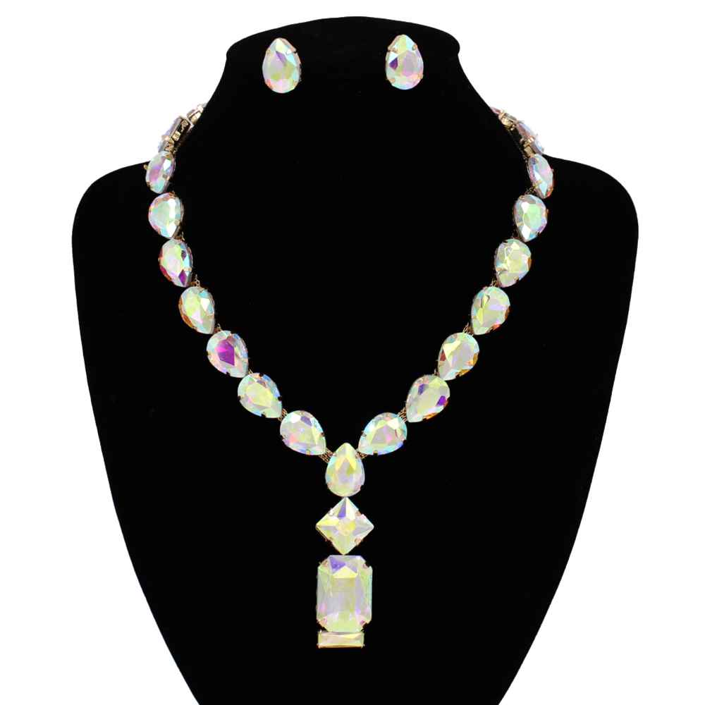 Fashion Teardrop Statement Necklace Set #KS2121 - Multiple Colors (PC)