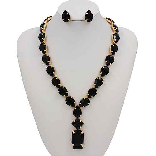 Fashion Teardrop Statement Necklace Set #KS2121 - Multiple Colors (PC)