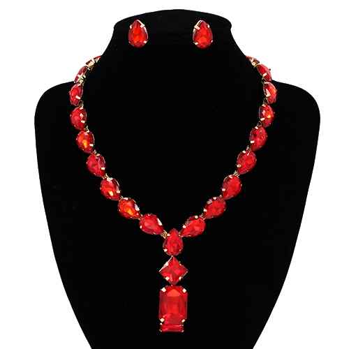 Fashion Teardrop Statement Necklace Set #KS2121 - Multiple Colors (PC)