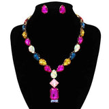 Fashion Teardrop Statement Necklace Set #KS2121 - Multiple Colors (PC)