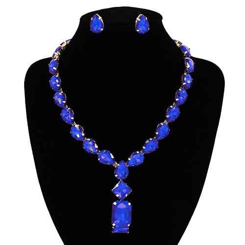 Fashion Teardrop Statement Necklace Set #KS2121 - Multiple Colors (PC)
