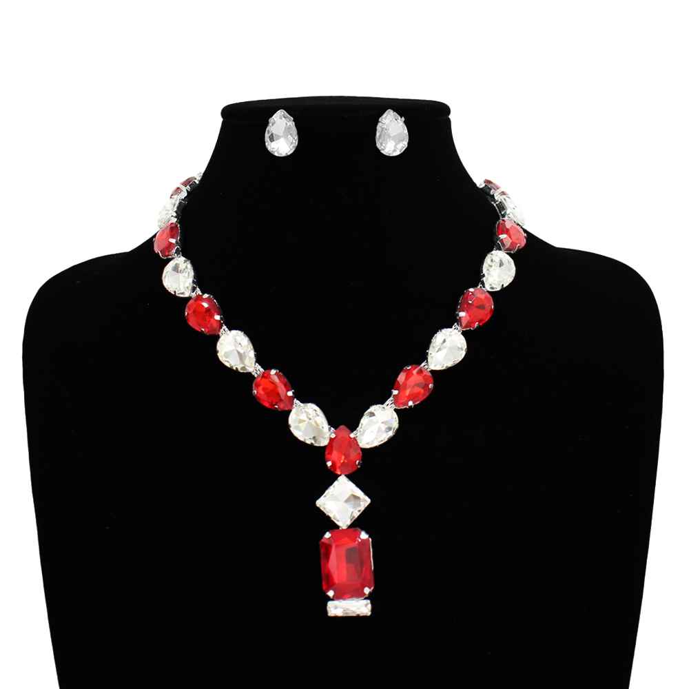 Fashion Teardrop Statement Necklace Set #KS2121 - Multiple Colors (PC)