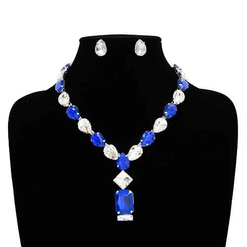 Fashion Teardrop Statement Necklace Set #KS2121 - Multiple Colors (PC)