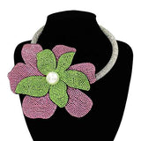 Fashion Rhinestone Flower Choker Necklace #KS2160 - Multiple Colors (PC)