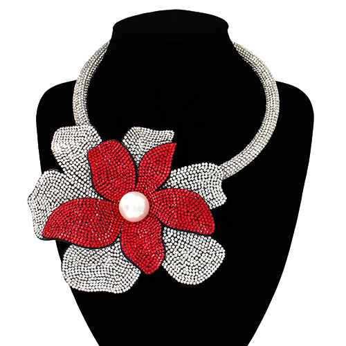 Fashion Rhinestone Flower Choker Necklace #KS2160 - Multiple Colors (PC)