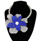Fashion Rhinestone Flower Choker Necklace #KS2160 - Multiple Colors (PC)