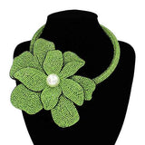 Fashion Rhinestone Flower Choker Necklace #KS2160 - Multiple Colors (PC)