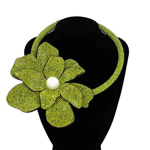 Fashion Rhinestone Flower Choker Necklace #KS2160 - Multiple Colors (PC)