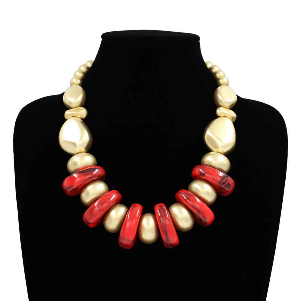 Fashion Two Tone Bead Necklace #KS2216 - Multiple Colors (PC)