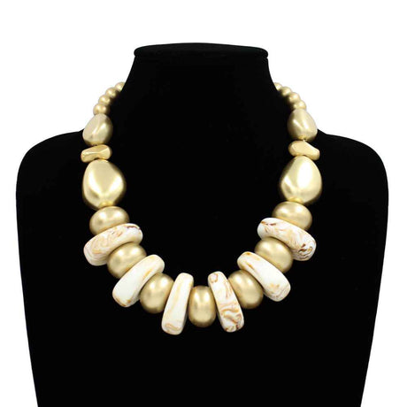 Fashion Two Tone Bead Necklace #KS2216 - Multiple Colors (PC)
