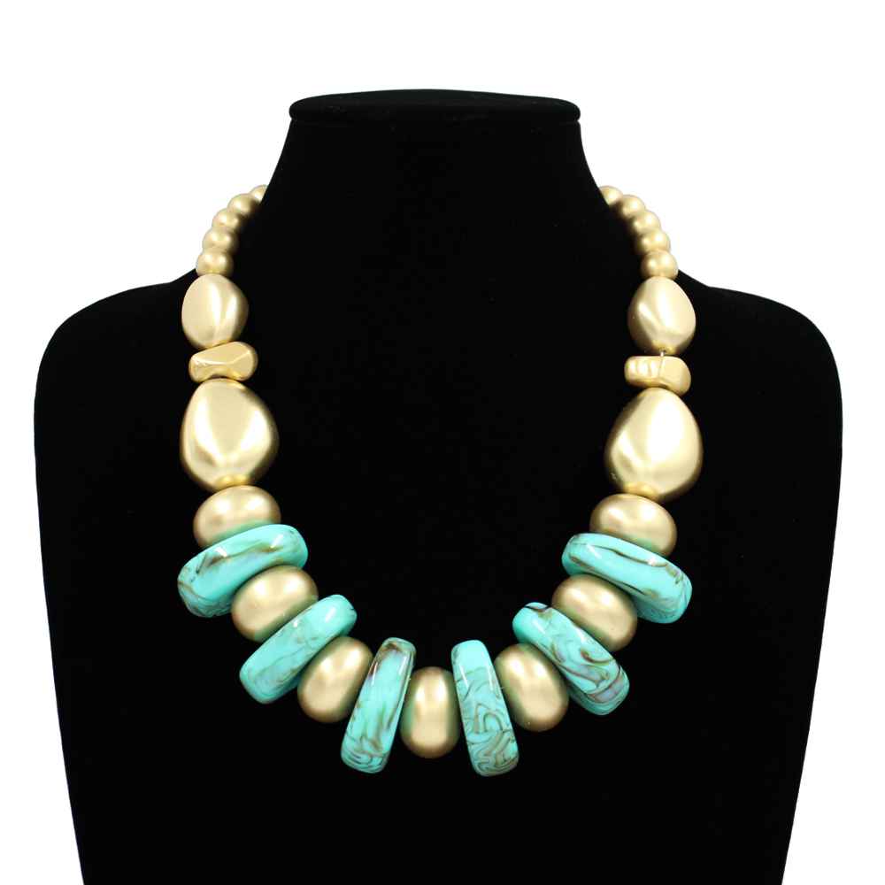 Fashion Two Tone Bead Necklace #KS2216 - Multiple Colors (PC)