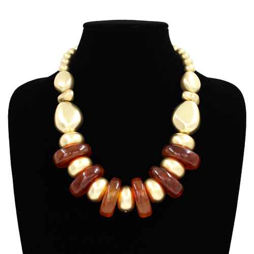 Fashion Two Tone Bead Necklace #KS2216 - Multiple Colors (PC)