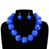 Fashion Large Square Bead Necklace Set #KS2225 - Multiple Colors (PC)