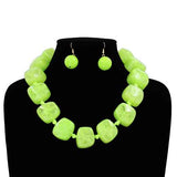 Fashion Large Square Bead Necklace Set #KS2225 - Multiple Colors (PC)