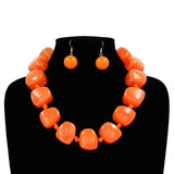 Fashion Large Square Bead Necklace Set #KS2225 - Multiple Colors (PC)