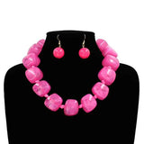 Fashion Large Square Bead Necklace Set #KS2225 - Multiple Colors (PC)