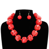 Fashion Large Square Bead Necklace Set #KS2225 - Multiple Colors (PC)