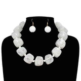 Fashion Large Square Bead Necklace Set #KS2225 - Multiple Colors (PC)