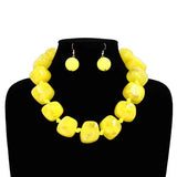 Fashion Large Square Bead Necklace Set #KS2225 - Multiple Colors (PC)