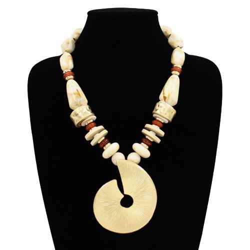 Fashion Circle Pendant Statement Necklace #KS2234GDIV (PC)