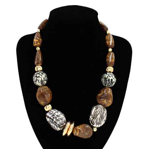 Fashion Tone Mixed Bead Statement Necklace #KS2249MLT (PC)