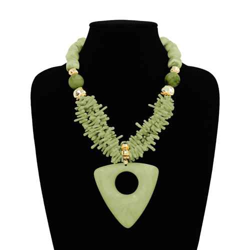 Fashion Stone Pendant Long Necklace #KS2252 - Multiple Colors (PC)